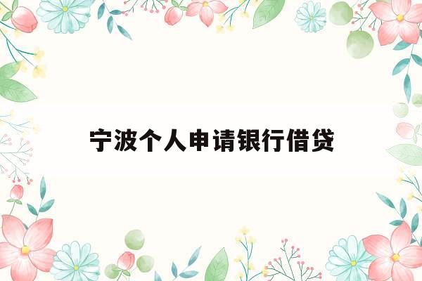 宁波个人申请银行借贷_宁波个人申请银行借贷条件