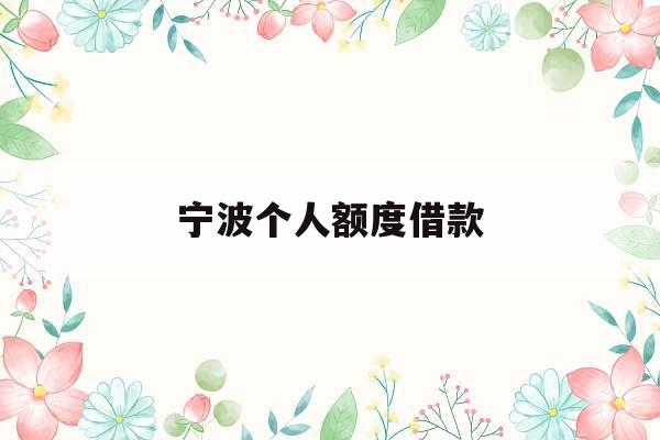 宁波个人额度借款_个人额度借款支用单