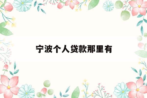 宁波个人贷款那里有_宁波市内哪些贷款公司正规些