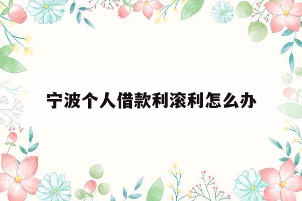宁波个人借款利滚利怎么办的简单介绍