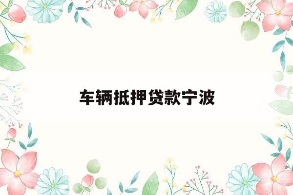车辆抵押贷款宁波