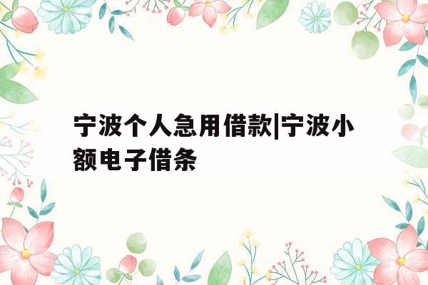 宁波个人急用借款|宁波小额电子借条