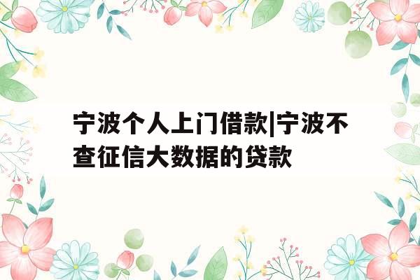 宁波个人上门借款|宁波不查征信大数据的贷款