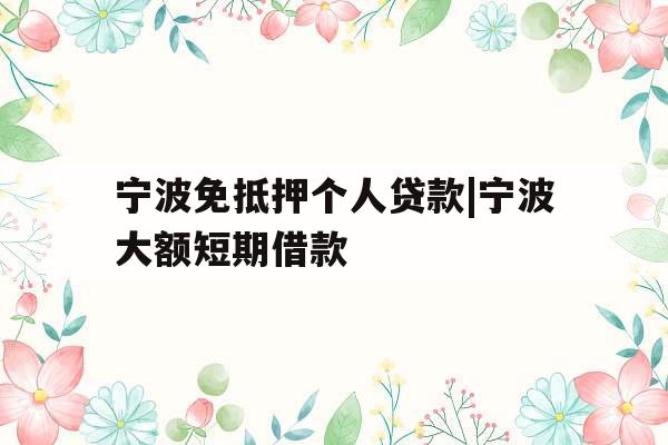 宁波免抵押个人贷款|宁波大额短期借款