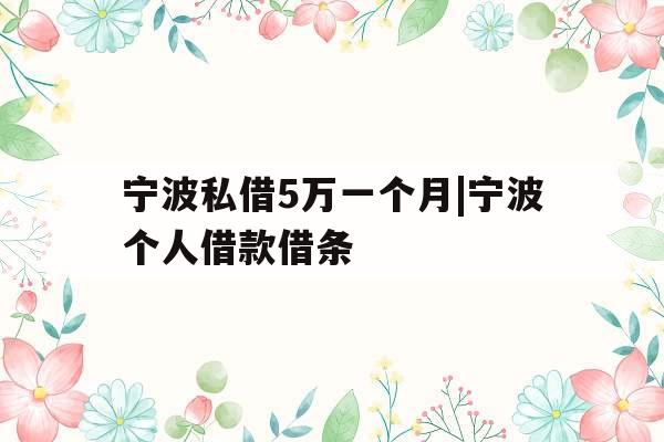宁波私借5万一个月|宁波个人借款借条