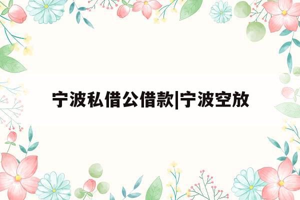 宁波私借公借款|宁波空放