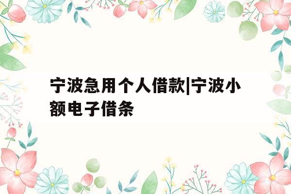 宁波急用个人借款|宁波小额电子借条