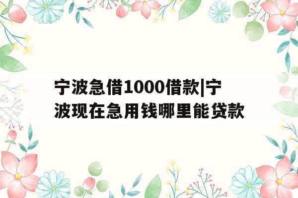 宁波急借1000借款|宁波现在急用钱哪里能贷款