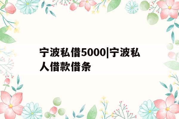 宁波私借5000|宁波私人借款借条