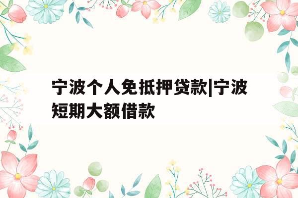 宁波个人免抵押贷款|宁波短期大额借款