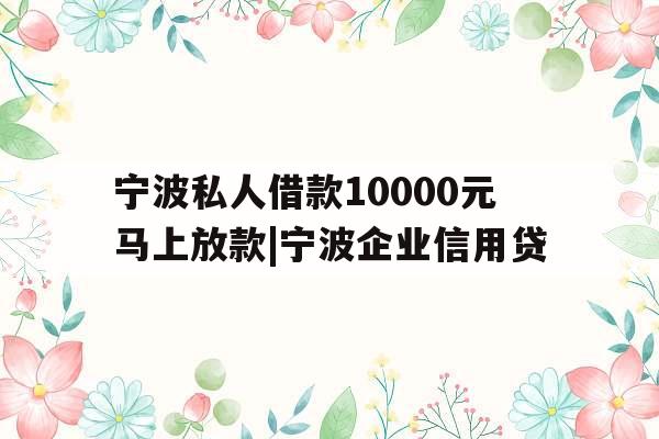 宁波私人借款10000元马上放款|宁波企业信用贷