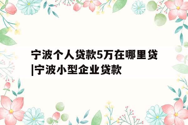 宁波个人贷款5万在哪里贷|宁波小型企业贷款