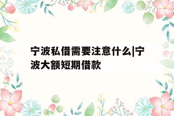 宁波私借需要注意什么|宁波大额短期借款