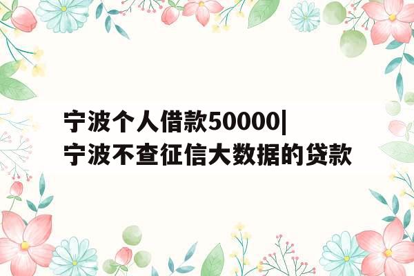 宁波个人借款50000|宁波不查征信大数据的贷款