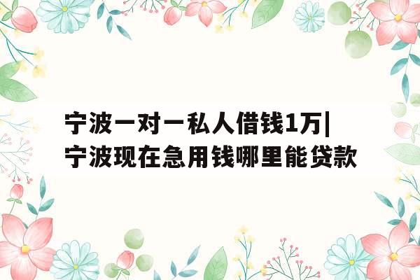 宁波一对一私人借钱1万|宁波现在急用钱哪里能贷款