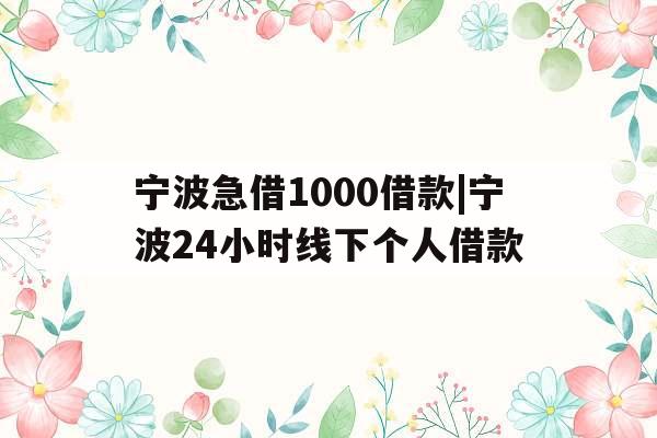 宁波急借1000借款|宁波24小时线下个人借款