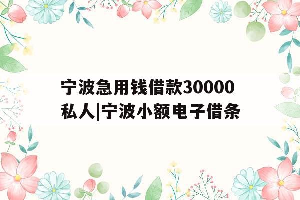 宁波急用钱借款30000私人|宁波小额电子借条