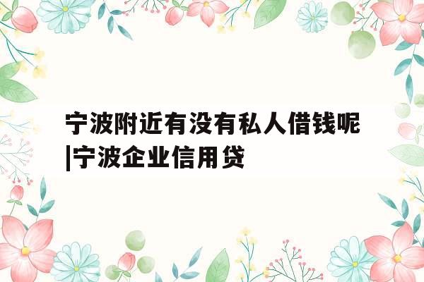 宁波附近有没有私人借钱呢|宁波企业信用贷