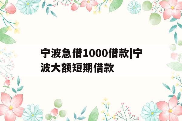 宁波急借1000借款|宁波大额短期借款