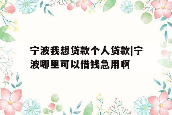 宁波我想贷款个人贷款|宁波哪里可以借钱急用啊