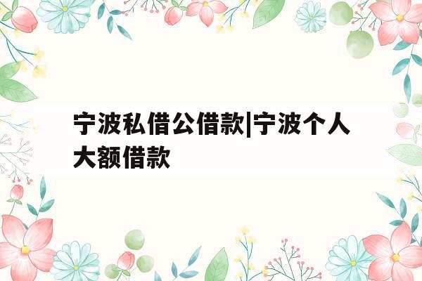 宁波私借公借款|宁波个人大额借款