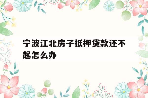宁波江北房子抵押贷款还不起怎么办