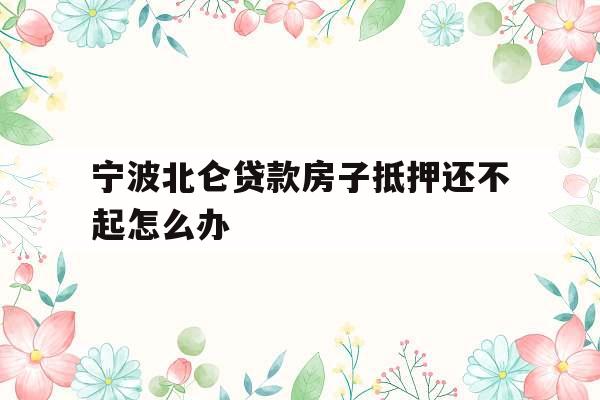 宁波北仑贷款房子抵押还不起怎么办