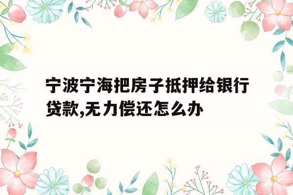 宁波宁海把房子抵押给银行贷款,无力偿还怎么办
