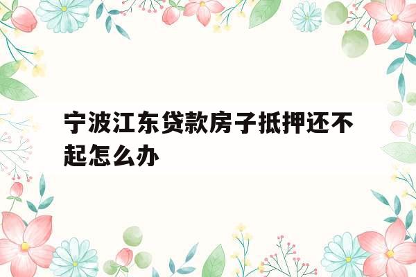 宁波江东贷款房子抵押还不起怎么办