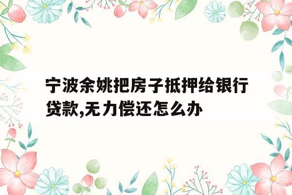 宁波余姚把房子抵押给银行贷款,无力偿还怎么办
