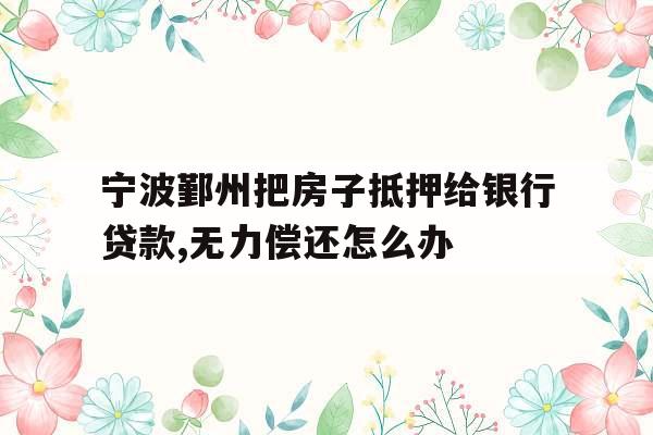 宁波鄞州把房子抵押给银行贷款,无力偿还怎么办