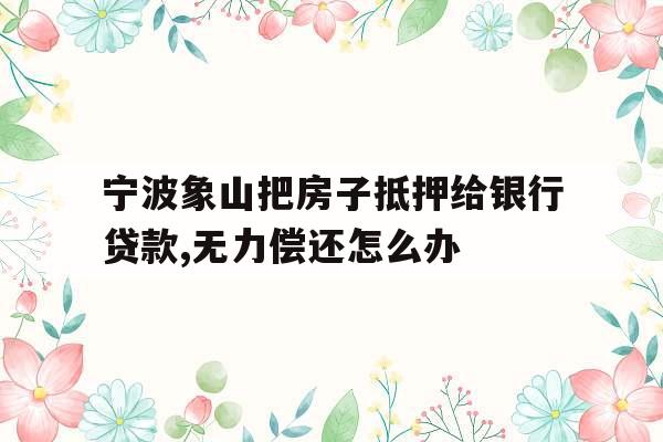 宁波象山把房子抵押给银行贷款,无力偿还怎么办