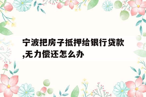 宁波把房子抵押给银行贷款,无力偿还怎么办